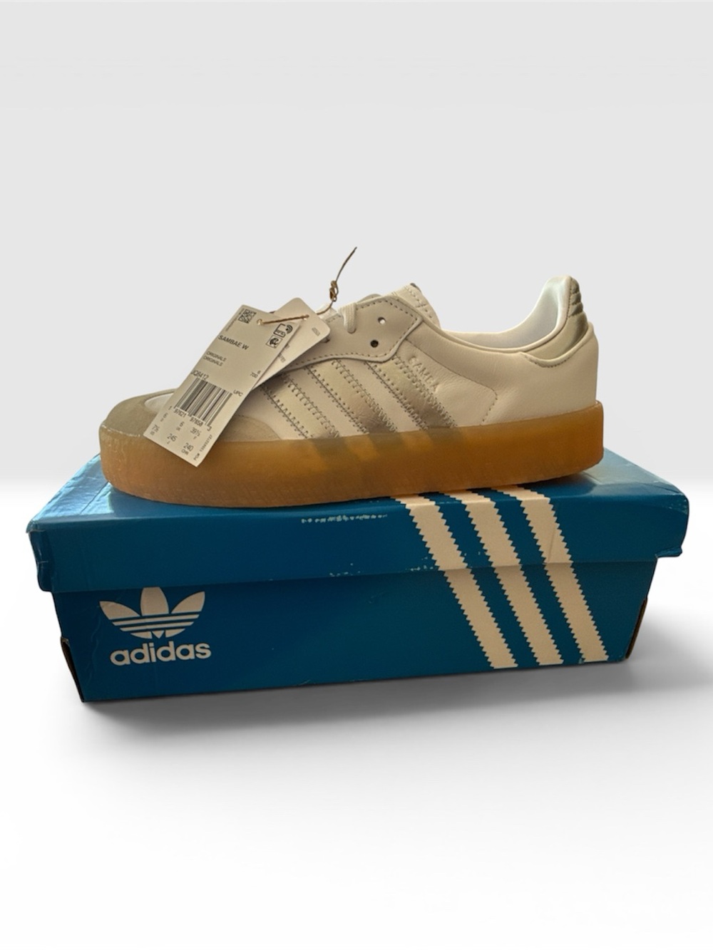 Adidas Sambae W Women’s Size 7.5 White Silver Gum Platform Sneakers BNWB JQ8411